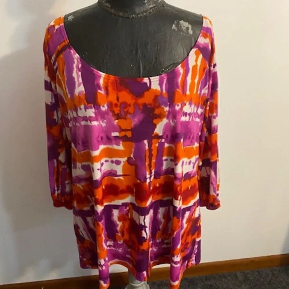Carole Little Orange, purple top, size 2X